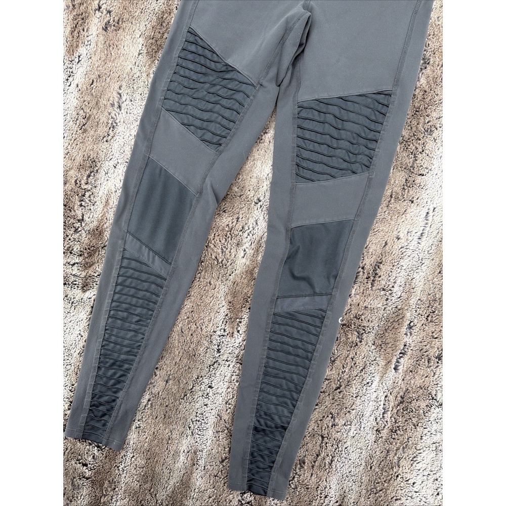 Alo Yoga Leggings Women S Gray Moto Mesh Cutout High-Waist Gym Running Active - Picture 2 of 10